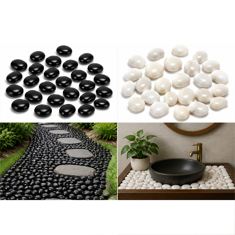 Fish Tank Gravel - Batu Sungai Poles Putih & Hitam
